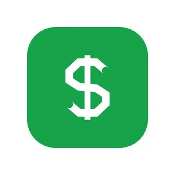 Dollar Currency Icon Color Rounded Square Button Business Finance Symbol Vector Stock Illustration