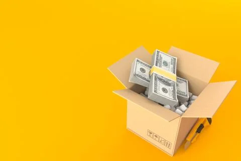 Dollar currency inside package Illustrazione stock
