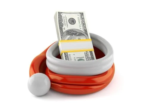 Dollar currency inside santa hat Stock Illustration