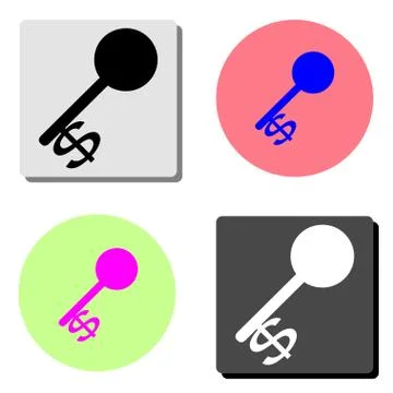 Dollar Currency Key. flat vector icon Stock Illustration