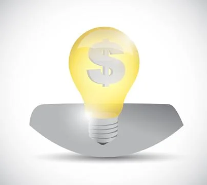 Dollar currency light bulb head. illustration Stock Illustration