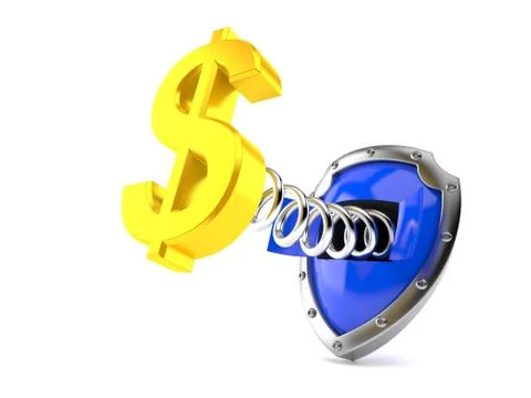 Dollar currency with shield Stock Illustration