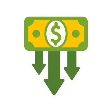 Dollar currency showing money decrease and financial crisis Stock Illustration