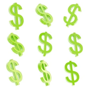 Dollar currency sign render Stock Illustration