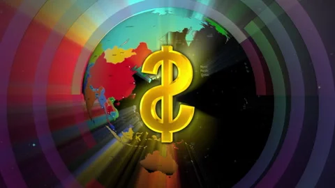 Dollar Currency Symbol With World Map and Galaxy Stars Stock Footage 249712505