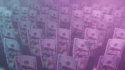 Dollar. Dancing dollar bills on a bright background. Synchronous Dollar Dance Stock Footage 129155887