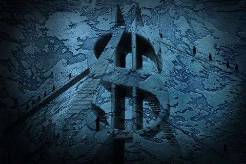 The dollar in dark blue abstract background Stock Photos