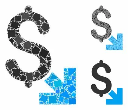 Dollar decrease Composition Icon of Abrupt Items 库存插图