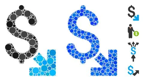 Dollar Decrease Composition Icon of Circle Dots Illustrazione stock