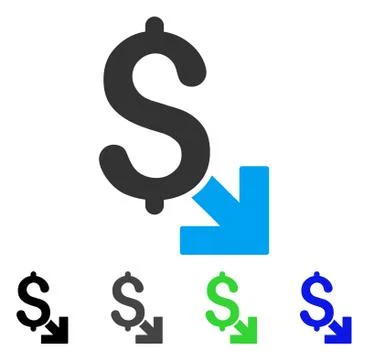 Dollar Decrease Flat Icon Illustrazione stock