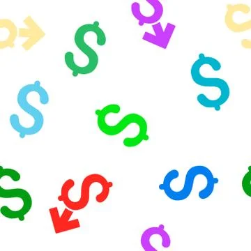 Dollar Decrease Flat Vector Seamless Pattern Stock Illustration