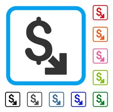 Dollar Decrease Framed Icon Illustrazione stock