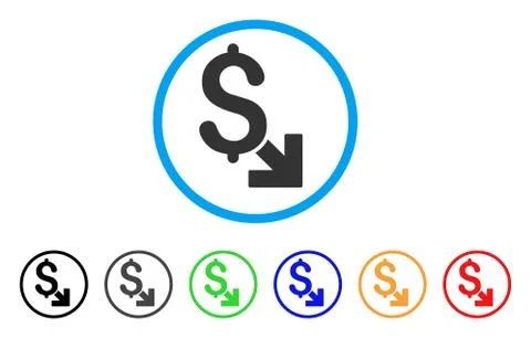 Dollar Decrease Rounded Icon Illustrazione stock