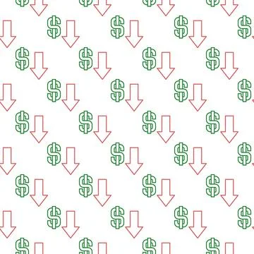 Dollar Devaluation concept vector linear seamless pattern Stock Illustration