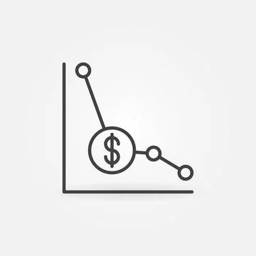 Dollar Devaluation Graph vector Financial Crisis concept outline icon Stock Illustration