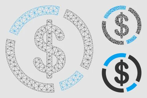 Dollar Diagram Vector Mesh Network Model and Triangle Mosaic Icon 스톡 일러스트
