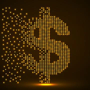 Dollar of dots with an explosion, halftone style. Vector illustration Stock Illustration