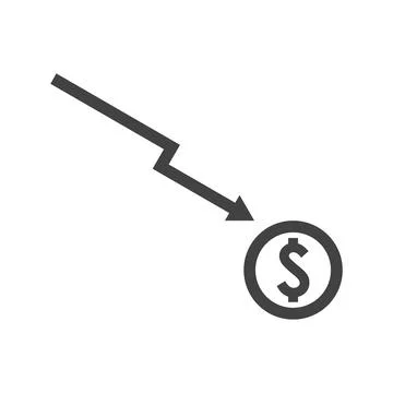 Dollar down arrow chart icon design vector flat on white background Stock Illustration