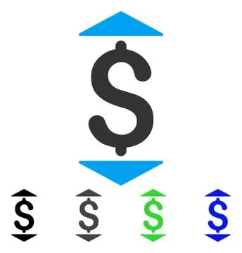 Dollar Up Down Flat Icon Stock Illustration