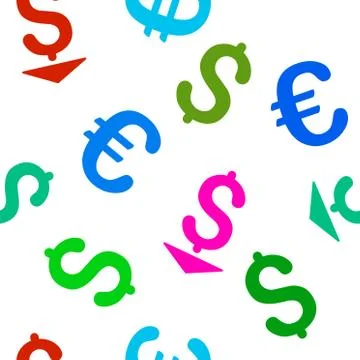 Dollar Down Flat Vector Seamless Pattern Stock Illustration