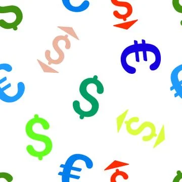 Dollar Up Down Flat Vector Seamless Pattern Stock Illustration
