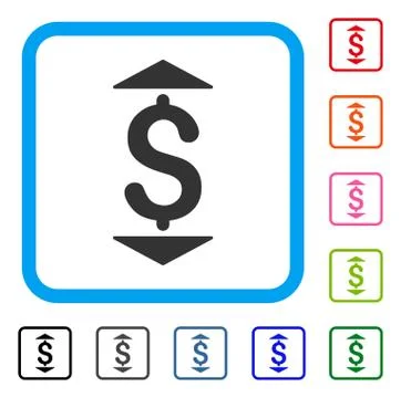 Dollar Up Down Framed Icon Stock Illustration