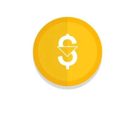 Dollar down icon. Cost reduction sign. Money symbol with arrow stretching ris Stock Illustration