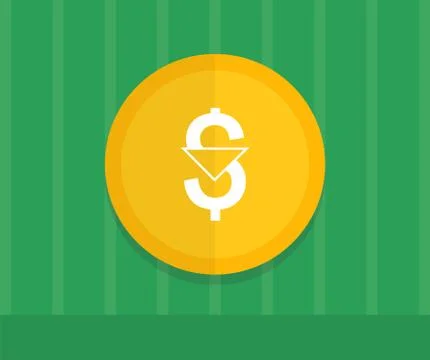 Dollar down icon. Cost reduction sign. Money symbol with arrow stretching ris Stock Illustration