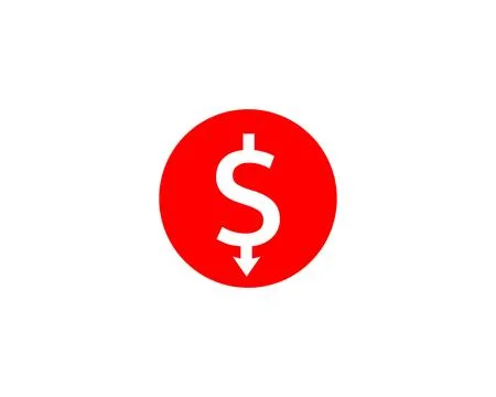 Dollar Down Icon vector. Cost reduction icon. Symbol for website Computer a.. Stock Illustration