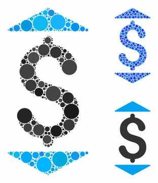 Dollar up Down Mosaic Icon of Circles Stock Illustration