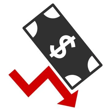 Dollar Down Trend Flat Icon Illustration Stock Illustration