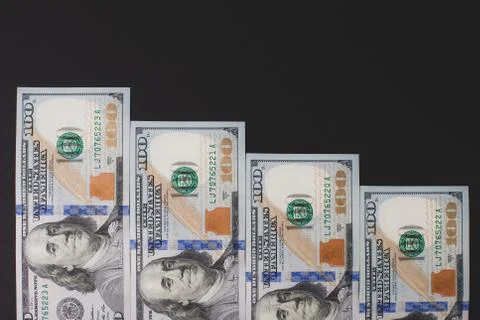 Dollar Drop Statistics on a black background. Foto stock