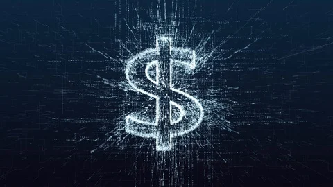 The dollar as an electronic currency. Modern digital technology. Stock Footage 121663724