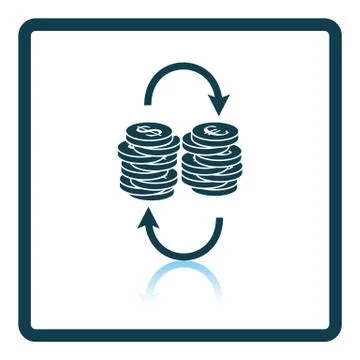 Dollar euro coins stack icon Stock Illustration