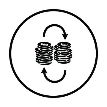 Dollar euro coins stack icon Stock Illustration