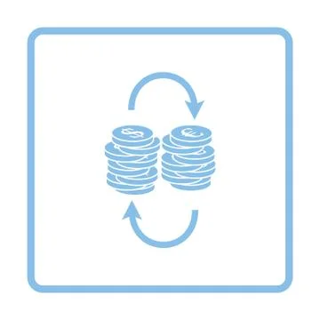 Dollar euro coins stack icon Stock Illustration