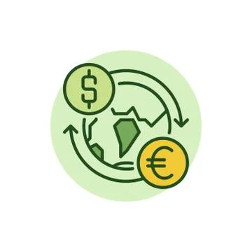 Dollar to Euro convert flat icon Stock Illustration