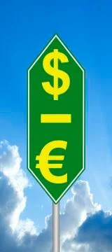 Dollar is up, the Euro down sign Stock Illustration