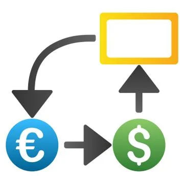 Dollar Euro Flow Chart Gradient Vector Icon 스톡 일러스트