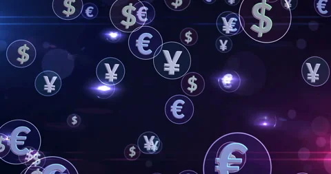 Dollar Euro Yen money symbols loop Stock Footage