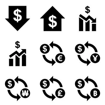 Dollar exchange and graphs Stock Illustration