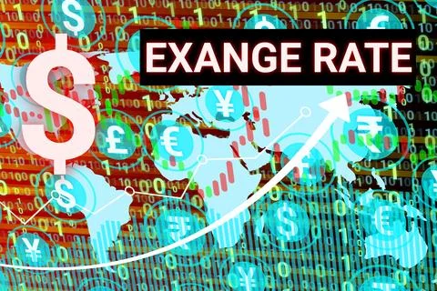 Dollar exchange rate background with currency symbol, graphs and numbers. Stock Illustration