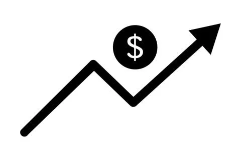 Dollar exchange rate increase silhouette icon. Vector. Illustrazione stock