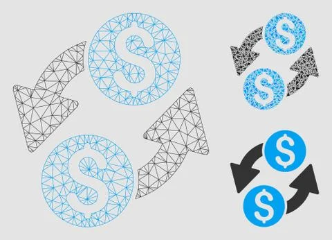 Dollar Exchange Vector Mesh 2D Model and Triangle Mosaic Icon Illustrazione stock
