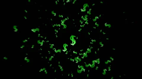 Dollar Explosion Animation Black Background Vector Motion Graphics Loop Stock Footage 42580347