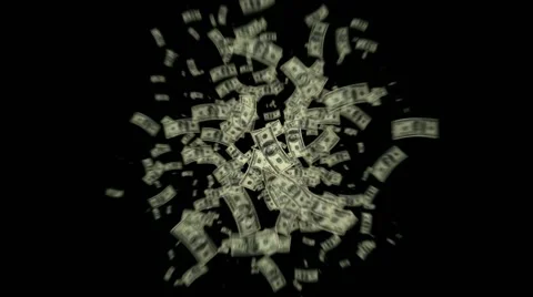 Dollar Explosion Animation Black Background Vector Motion Graphics Loop Stock Footage 42580680