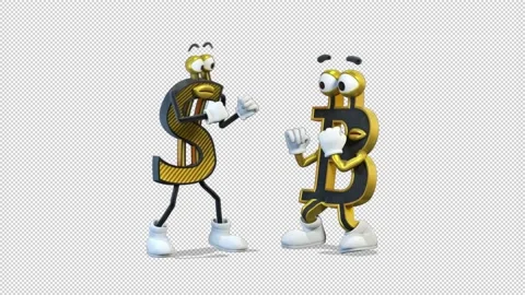 Dollar fight with Bitcoin Video Loop and Alfa Channel Stockbeeldmateriaal 163287125