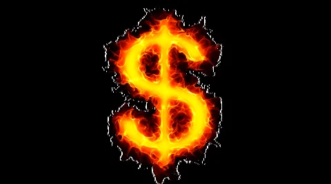 Dollar on fire Video stock 1664512