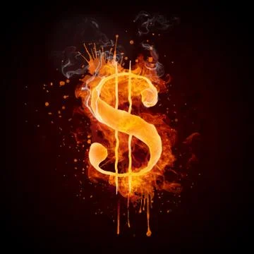 Dollar in Fire Stock Illustration