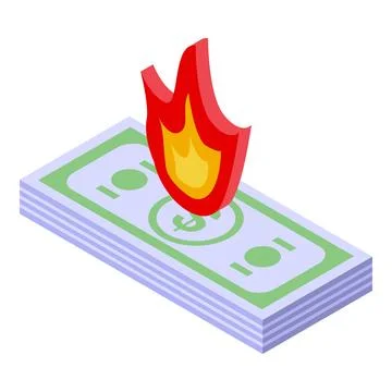 Dollar fire pack icon isometric vector. Economic increase Stock Illustration